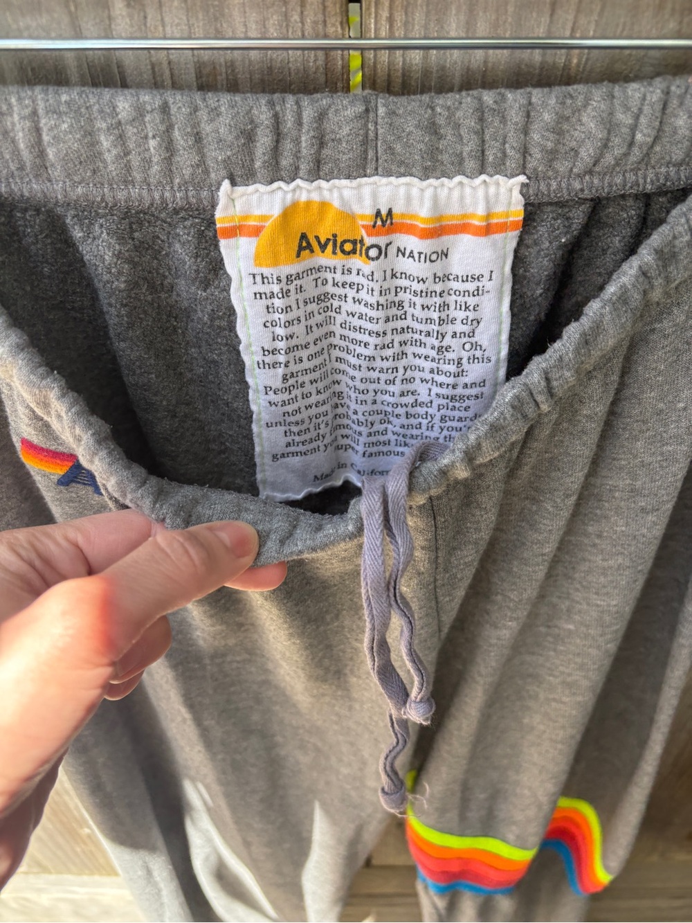 Aviator Nation Gray Joggers with Neon Rainbow Side Stripe - Picture 6 of 10